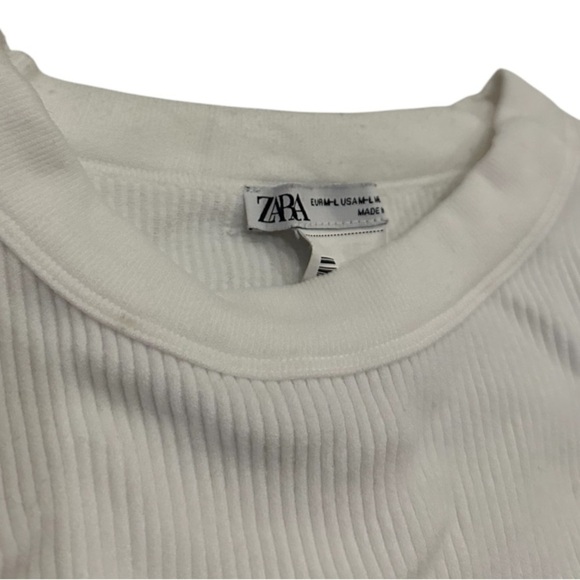 NWOT Zara White Ribbed Athletic Tank Top M-L - Picture 4 of 8